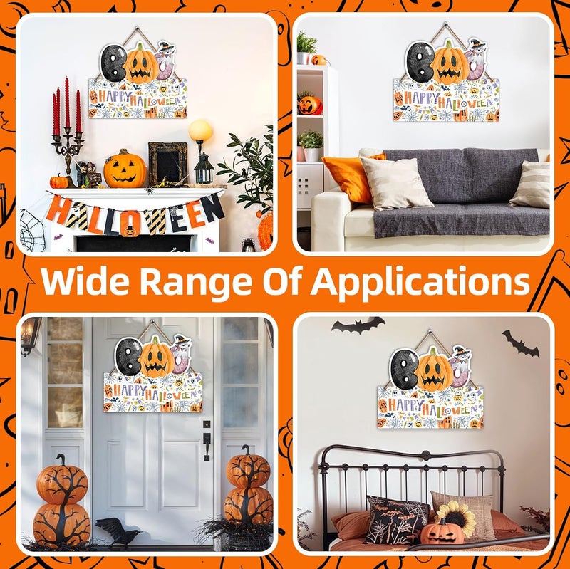 Hatzelou 1PCS Halloween Decoration Wooden Wall Sign, Boo Hanging Sign for Front, Happy Halloween Welcome Sign, Wall Decor for Room Party Indoor Home Decor, Party Decor Supplies - Image 3